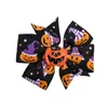 Nœuds de ruban gros-grain pour bébé fille, 3 pouces, dessin animé Halloween, avec pince, pinces à cheveux, fantôme citrouille, bébé fille, Pinwheel