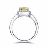 Märke 925 Smycken Sterling Silver Bröllop Brudring Finger Fashion Gold Cushion Cut 3CT 5A Zircon CZ Stone Ringar för kvinnor