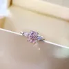 Mode-De nieuwe luxe diamanten ring roze band S925 Sterling zilveren ring set voor lente 2020 is geschikt voor huwelijksvoorstelparen