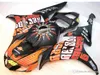 Perfekt Fitment Fairings för Honda CBR1000RR 2006 2007 Orange Svart Insprutning Mote Fairing Kit CBR 1000 RR 06 07 AS24