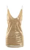 Sexy senza spalline Gilet con paillettes dorate 2022 Abiti casual con scollo a V slim Abiti da cocktail corti Abiti da ballo di moda Mini abiti da cerimonia per ragazze