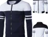 Giacca casual da uomo con zip da esterno Top Fashion Autunno Inverno Abbigliamento sportivo Giacca patchwork Cappotto a maniche lunghe taglia grande 2018