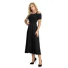 Women Fashion Competition Ballroom Dance Dress Stretchy Cocktail Party Long Dress315i