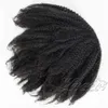 Prêle cuticules brésilien bouclé noir naturel 4C de Alignés bande élastique avec cordon de serrage Ponytails Vierge Remy prolongements de cheveux humains