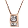 Fashion- Steel 18K Rose Gold Ladies Necklace with Diamonds Three-dimensional Triangle Short Clavicle Chain with Jewelry Birthday Gift