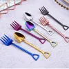 coffe spade spoon fork food grade 304 stainless steel coffee spoon stirring spoons Home Kitchen Dining Flatware Tableware forks drop ship