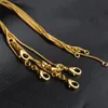 1MM 18K Gold Plated Snake Chains 16-30 Inch Golden smooth Lobster clasp necklace For women&Ladies Fashion Jewelry In Bulk Cheap