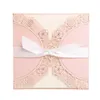 2021 New Wedding Invitation Cards Party Favors 7 Color Flowers Hollow Out Personlized Printable Cards With Bowknot9884993