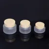 Frosted Glass Cream Bottles Shoulder Cosmetic Jars 15g 30g 50g Hand Face Body Cream Packing Bottles With Wood Grain Cover