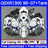 +Tank For SUZUKI White Blue GSXR1300 Hayabusa 96 97 98 99 2000 2001 333HM.224 GSX R1300 GSXR 1300 1996 1997 1998 1999 00 01 02 Fairings