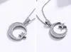 Wholesale & Retail 925 Sterling Silver Wedding Pendant For Women Bride Moon & Star Pendant Necklace Cubic Zirconia Inlay
