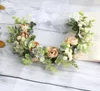Kwiaty ślubne korona ręcznie robione wieniec dziewczęta symulacja Symulacja Rose eukaliptus liść warzywa girlandy dla dzieci impreza włosów akcessoires v071