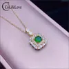 Fashion-Jewelry Dazzling 925 Silver Pendant for Office Lady 5mm Natural Diopside Pendant Sterling Silver Chrome Diopside Pendant