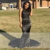 Vestidos Afrika Elbiseler Parti Elbise 2020 Robe Saten Siyah Mermaid Abiye Giyim Halter Uzun Gelinlik Modelleri Plus Size