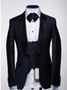 New Arrival One Button Navy Blue Wedding Groom Tuxedos Szal Lapel Groomsmen Mężczyźni Garnitury Prom Blazer (kurtka + spodnie + kamizelka + krawat) W54
