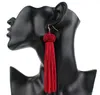 Crazy Feng Handmade Tassel Kolczyki Trendy Czarny Czerwony Żółty Zielony Długie Dwumienia Ucha Broncos Silk Fringed Biżuteria dla kobiet GB363