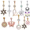 Mix 20 Styles Belly Piercing Nombril rostfritt stål Flower Body Jewelry Navel Button Ringbell Bar Tragus Earring3865494