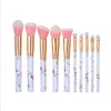 10PCS Makeup Brushes Kit Marble Eyeshadow/Foundation /Powder/ Blush/Lip Makeup Brush Set With PU Bag Cosmetic Tool