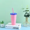 Magic Color Changing Cup Tumblers Plastic Drinkbeker met deksel en stro Candy Kleuren Magic Koffiemok ZZA2345 250PCS