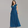 Vestido longo de chiffon com decote em V, linha até o chão, dama de honra, festa de formatura, vestido de noite, ocasião especial, feito sob medida, vestido plus size Gow3758430