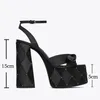 Lily Sexy Platform Sandels T Show Chunky Heel Platforma oryginalna skórzana sukienka do kostki Sandałowa sukienka Sandal Party Super High Heels Stile5159130