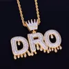 Aangepaste naam gouden kroon borgtocht initialen bubble letters mannen kettingen hanger kubieke zirkoon hiphop sieraden met tennis ketting