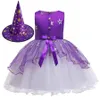 Fille Halloween Robes Volants Gaze Étoiles Perle Arc Ceinture Cosplay Robe Avec Chapeau De Sorcière Enfants Designer Vêtements Filles 3styles Robes RRA1939