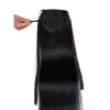 100% de Clip Remy cabelo humano Extensão ondulado Rabo-de-cavalo Wrap Around Extensão Cabelo Liso One Piece wrap rabo de cavalo peruca para Mulher