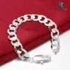 KASANIER Bracciale da uomo Catene Bracciale in argento in acciaio inossidabile per uomo e donna Curb Gioielli cubano Davieslee 4681012mm Nuovo8474094