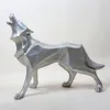 Resin Abstract Totem Wolf Dog Sculpture Figurine Craft Home Table Decoration Geometry Resin Wildlife Dog Figurine Craft