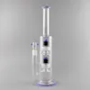 Light Green Recycler Hookah Bong: Two-Layer Showerhead Percolator, 15-Inch Glass Water Pipe with 18mm Female Joint