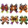 4.5 Polegada Bebê Meninas grampos de cabelo para crianças crianças abóbora arco Barrettes crianças acessórios para o cabelo Fantasma Abóbora Impresso Pinwheel Grampo de Cabelo M248