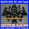 + Tank för SUZUKI GSX R1000 GSX-R1000 GSXR1000 Grön Silver 01 02 03 04 299HM.13 GSXR-1000 K2 K3 GSXR 1000 2000 2001 2002 2003 2004 Fairing