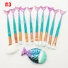 Nya sminkborstar Kit 11 sts Mermaid Brush Set Face and Eyeshadow Pulver Foundation Borstar Ögonbryn Eyeliner Brush Makeup Tools Kit