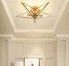 Américain Creative LED plafonnier Cuivre De Luxe villa hall maison déco luminaires Verre salon restaurant chambre luminaires MYY