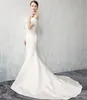 2021 Robe de soirée arabe Blanc Ivoire Prom Bretelles Organza Ruffles Robes Sirène Robes de longue fête