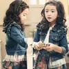 3-12 Yıl Bebek Kız Denim Ceketler Mont Moda Çocuk Dış Giyim Coat Patchwork Dantel ve Demin Çocuklar Denim Ceket Giyim