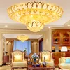Luz LED Luces de techo de cristal modernas Lámparas de araña Lámparas montadas en superficie americanas Ronda europea Flor de loto dorada Iluminación interior para el hogar