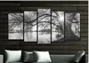 Arte da parede 5 peças fotos de lona para sala de estar cartaz quadro lago grandes árvores pinturas preto branco paisagem casa decor2414825