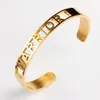 Bracciale rigido da donna in acciaio inossidabile da 8 mm di vendita calda - WARRIOR - Bracciali Mantra con incisione ispiratrice - Argento, oro, oro rosa