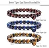 8MM A ++ Piedra Natural Hombres Mujeres Tiger Eye Rock Difusor Pulsera Elástica Yoga Ágata Cuentas Pulsera Unisex