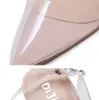 Elegant nude heels pvc clear transparent shoes women sling back pointed toe pumps size 35 to 40