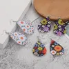 2020 Mode Waterdrop Form Bunte Blumen Print Pu Leder Ohrringe Neueste Design Teardrop Ohrringe Für Frauen Mädchen Schmuck Großhandel