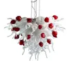 Rose Flower Kroonluchters Lampen Romantische Titanic Lighting Murano Glas Kroonluchter Licht Wit Rode LED Hanglamp Home Lights-W