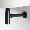 Luxury Bottle Trap Brass Round Siphon Oil Rubbed Bronze Black P-Trap Badrum Vanity Basin Pipe Avfall med popup Drain