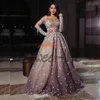 Elegancka Elie Saab Long Rleeve Tiul Formalne sukienki wieczorowe suknie imprezowe z koralikami sukienki Arabic Prom Maxi noś linię 20202426