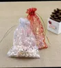 100pcs 8 * 10 polegadas Sheer Drawstring organza Jóias favor malotes de Natal Wedding Party Gift Bags (branco e vermelho)