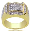 Anéis masculinos de hip-hop de atacado e americano, micro mosaico zircão anéis banhados a ouro anéis de moda.