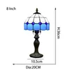 Mediterranean Style Tiffany Table Lamp Restaurant Bar Cafe Led Vintage Desk Light White Blue Plaid Decorative Table Light