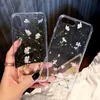 Echte bloemen Gedroogde bloemen Zachte TPU-telefooncase voor iPhone X XS XR XS MAX 6 6S 7 8 PLUS Transparante BLING Mooie achterklep